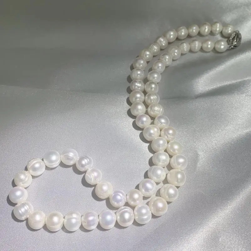 Pearl Trim Chain - 도매용 천연 진주 목걸이, 8-9mm 크기의