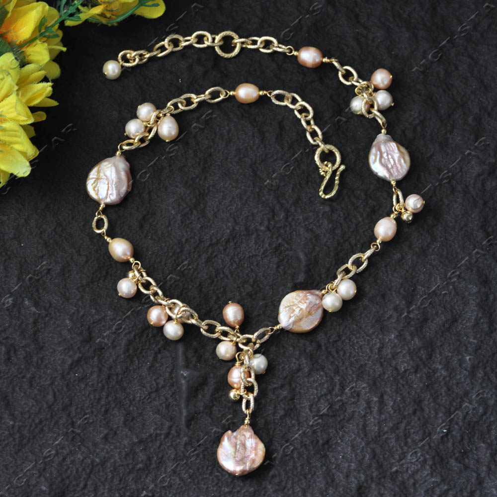 Pearl Trim Chain - MTC·STAR 22인치 20mm 핑크색 코인 모양의