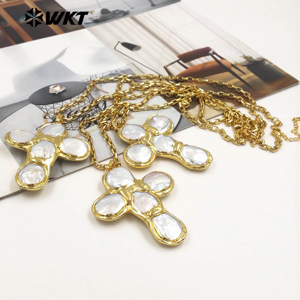 Pearl Trim Chain - WT-JN349 최신 디자인 천연 담수 진주