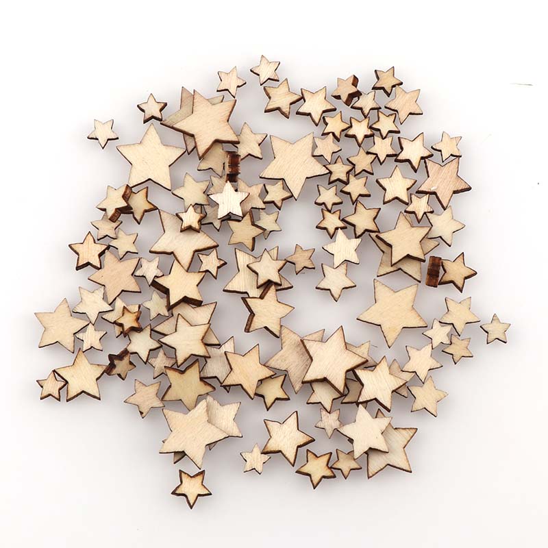 Embellishments For Scrapbooking - 혼합 오각형 나무 칩 DIY 크기