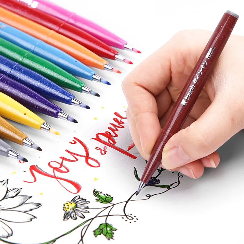 12가지 색상의 일본 펜텔 터치 브러시 펜 세트, 컬러 - Pentel Pen Sign Pen 리뷰 및 가격