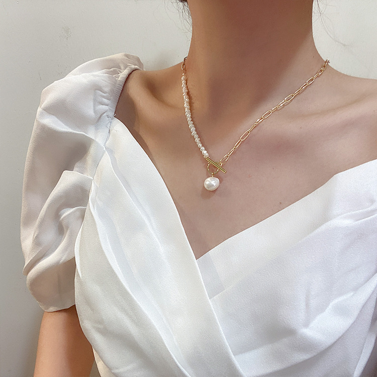 100% 천연 바로크 담수 진주 14K 골드 채워진 여 - Pearl Trim Chain 리뷰 및 가격