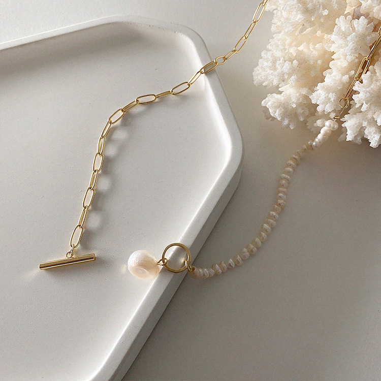 100% 천연 바로크 담수 진주 14K 골드 채워진 여 - Pearl Trim Chain 리뷰 및 가격