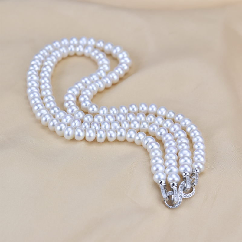 2020 진짜 천연 담수 진주 목걸이, 8-9mm 실버 - Pearl Trim Chain 리뷰 및 가격