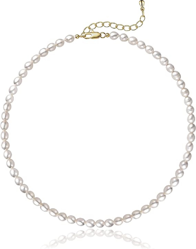 타원형 흰색 진주 목걸이, 양식 가닥 초커 목걸이, 수 - Pearl Trim Chain 리뷰 및 가격
